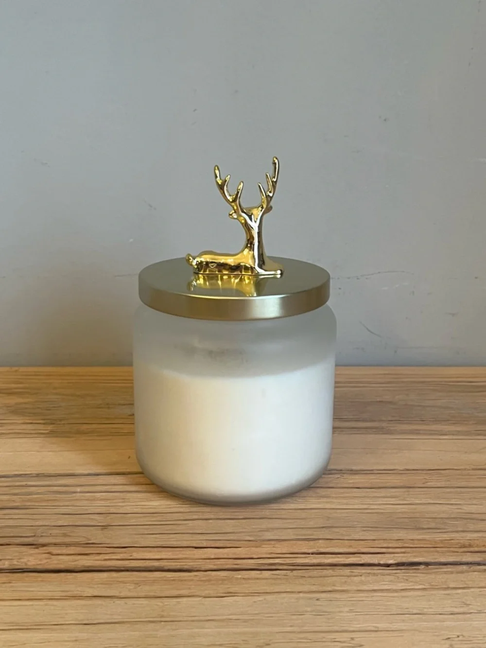 Christmas Pine Scented Jar Candle with Gold Deer Accent Lid